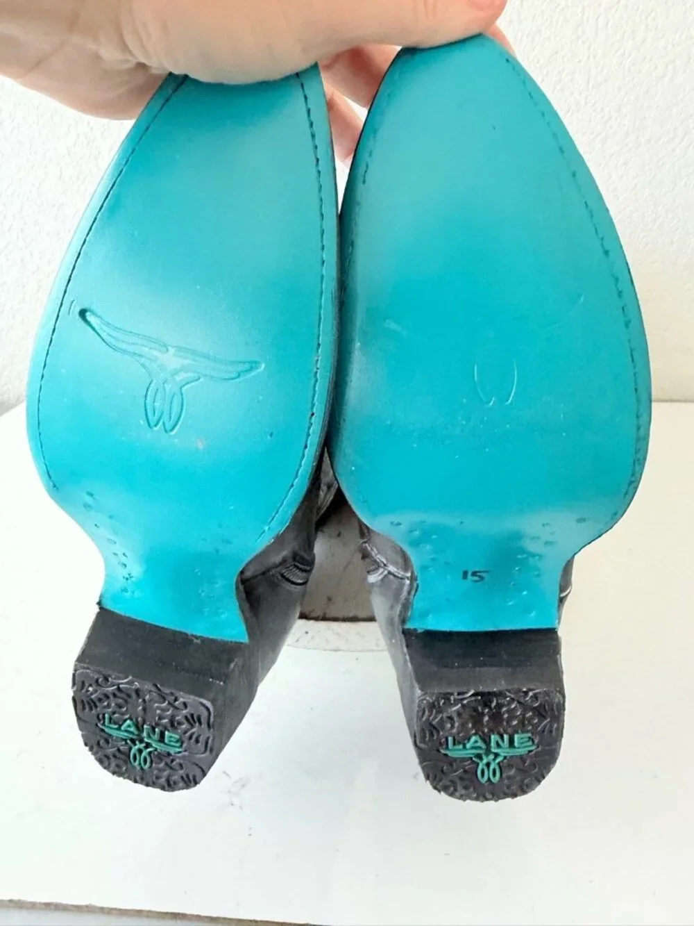 Lane LEXINGTON Over The Knee Black Cowboy Boots Womens 7.5 Western Snip Toe Tall